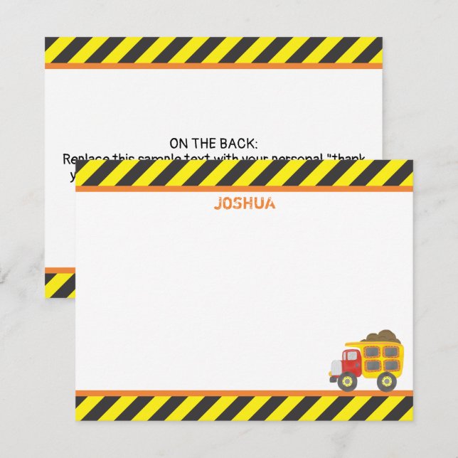 Cute Construction Dump Truck Boy's Stationery Card (Front/Back)