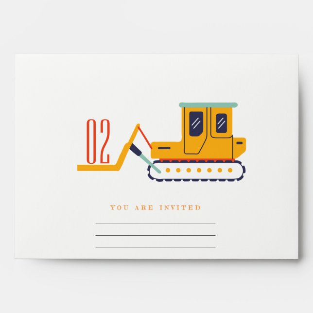 Cute Construction Fork Lift Any Age Birthday Envelope (Front)