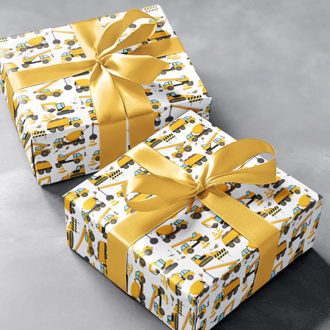 Cute Construction Kids Birthday Wrapping Paper Sheet (Creator Uploaded)