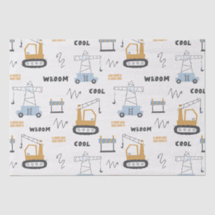 Cute Construction Site Bricks Crane Digger Kids Tissue Paper