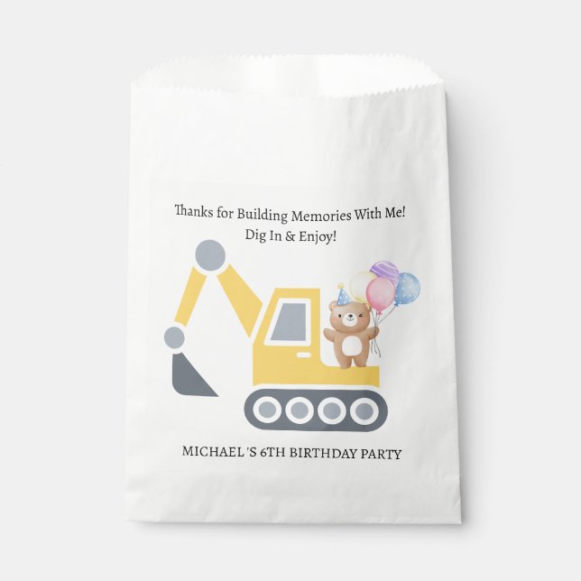 Cute Construction Theme Birthday Party Favour Bags (Front)