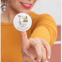 Cute Construction Theme Birthday Thank You