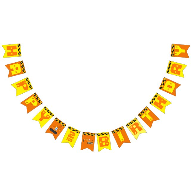 Cute Construction Theme Kid's Birthday Party Bunting (All)