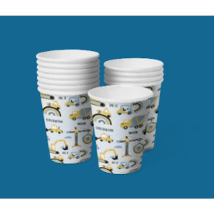Cute Construction Themed Birthday Party Paper Cups