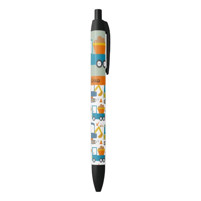 Cute Construction Truck Name Boys Black Ink Pen (Bottom (Vertical))
