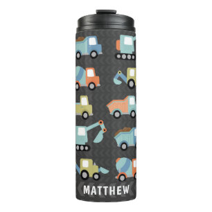 Cute Construction Trucks Personalised Thermal Tumbler