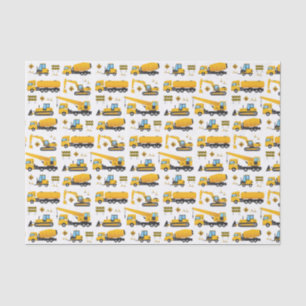 Cute Construction Trucks Vehicles Pattern Party Tissue Paper