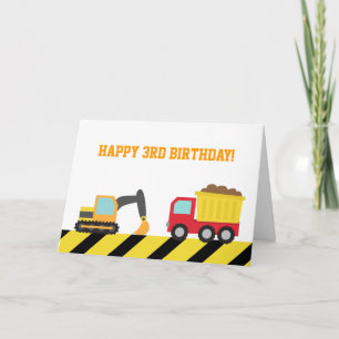 Cute Construction Vehicles for Birthday Boy Card