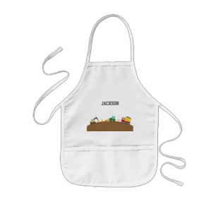 Cute Construction Vehicles For Boys Kids Apron