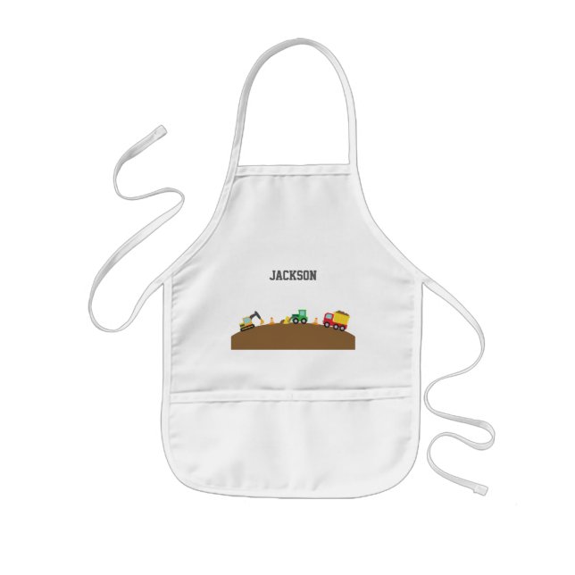 Cute Construction Vehicles For Boys Kids Apron (Front)
