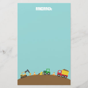 Cute Construction Vehicles For Boys Stationery