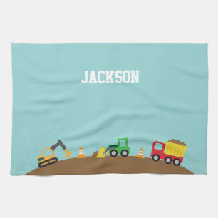 Cute Construction Vehicles For Boys Tea Towel