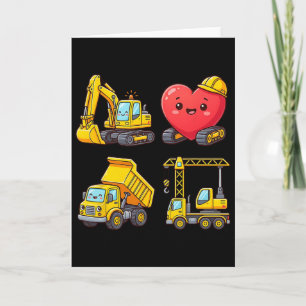 Cute Construction Vehicles Valentine Heart Hard Ha Card