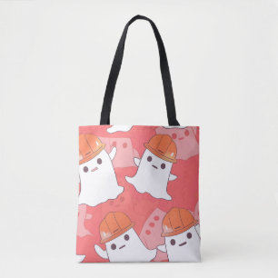 Cute Construction Worker Ghost Tote Bag