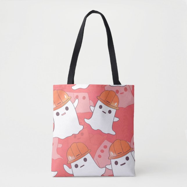 Cute Construction Worker Ghost Tote Bag (Front)