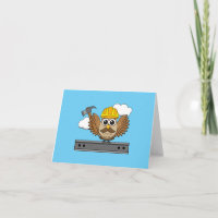 Cute Construction Worker Owl with Hard Hat Cartoon