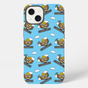 Cute Construction Worker Owl with Hard Hat Cartoon iPhone 13 Case
