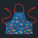 Cute Contruction Movers Pattern Apron<br><div class="desc">Check out this cute trendy design featuring construction movers.</div>