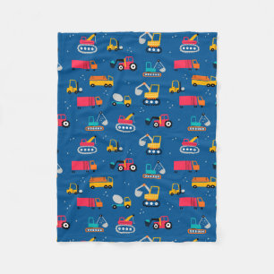 Cute Contruction Movers Pattern Fleece Blanket