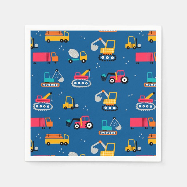 Cute Contruction Movers Pattern Napkin (Front)
