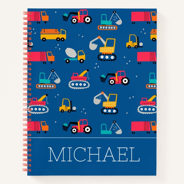 Cute Contruction Movers Pattern Notebook (Front)