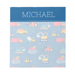 Cute Contruction Movers Pattern Notepad