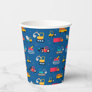 Cute Contruction Movers Pattern Paper Cups