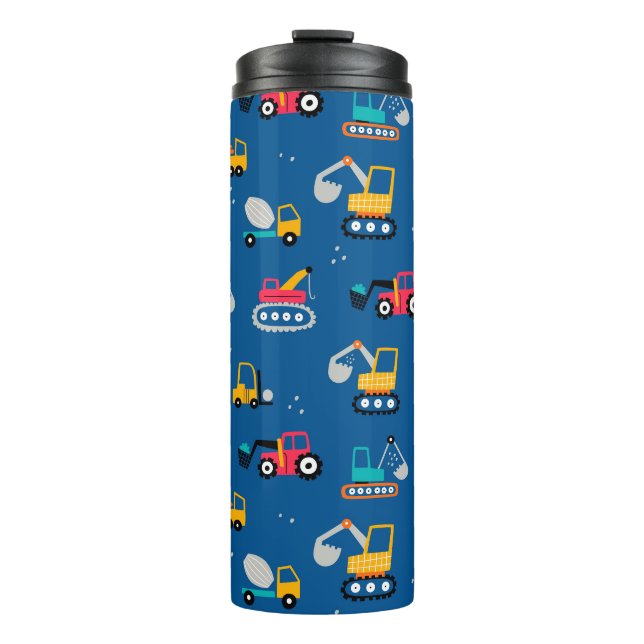 Cute Contruction Movers Pattern Thermal Tumbler (Front)
