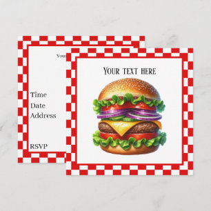 Cute cook out hamburger customisable party Paper Invitation