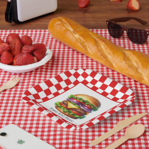 Cute cook out hamburger customisable party  paper plate
