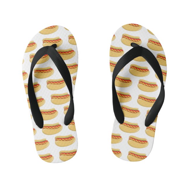 Cute cook out hotdog pattern unisex flip flops (Footbed)