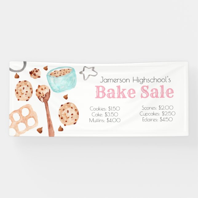 Cute cookie baking school bake sale banner (Horizontal)
