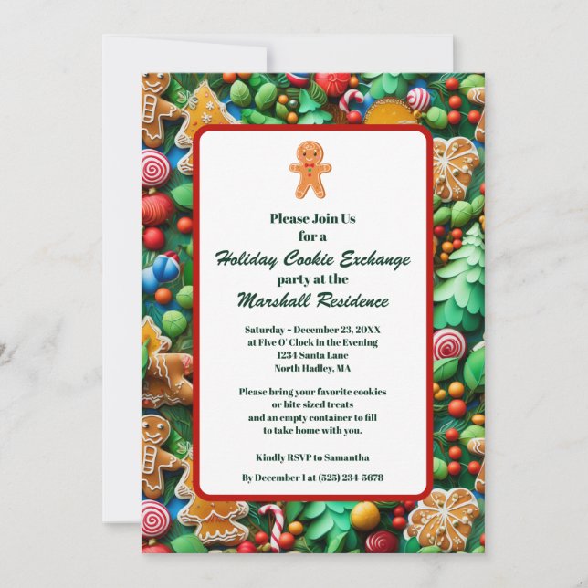 Cute Cookie Exchange Christmas Party Festivity Invitation (Front)