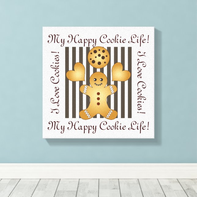 Cute Cookie Gingerbread Man Canvas Print (Insitu(Wood Floor))