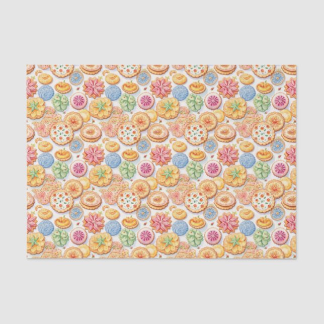 Cute cookie party tiled pattern  tissue paper (Front)