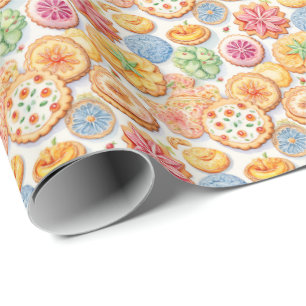 Cute cookie party tiled pattern wrapping paper