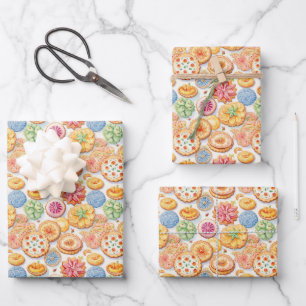 Cute cookie party tiled pattern  wrapping paper sheet
