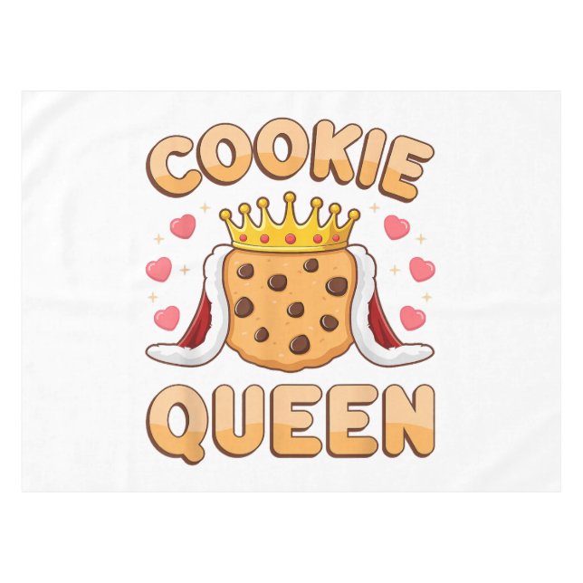 Cute Cookie Queen Funny Baking Lover Tablecloth (Front (Horizontal))