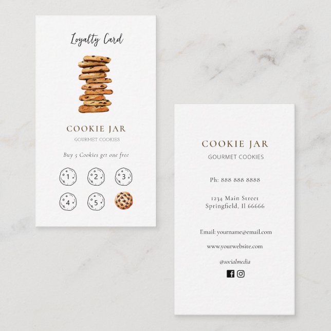 Cute Cookie shop Loyalty  business card (Front/Back)