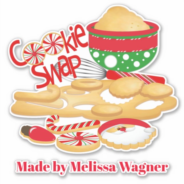 Cute cookie swap add name cookie tin or box (Front)
