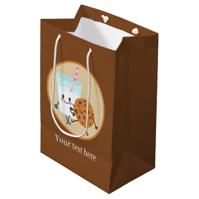 cute cookies and milk party medium gift bag (Front Angled)