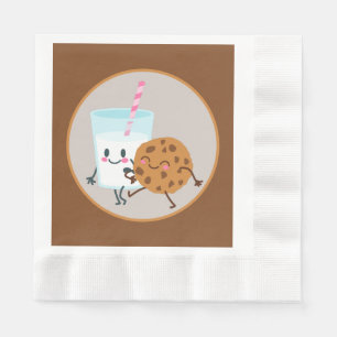cute cookies and milk party napkin