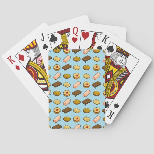 Cute Cookies & Biscuits Pixel Art Style Pattern Playing Cards (Back)
