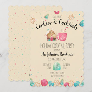 Cute Cookies & Cocktails Holiday Cookie Exchange Invitation