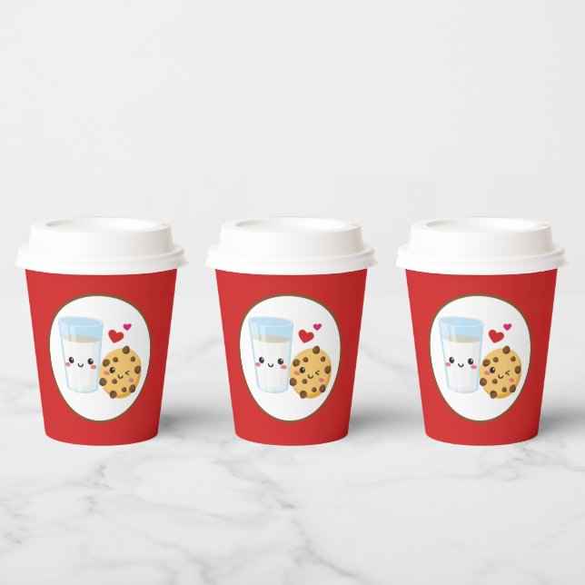 cute cookies milk party  paper cups (Multi)