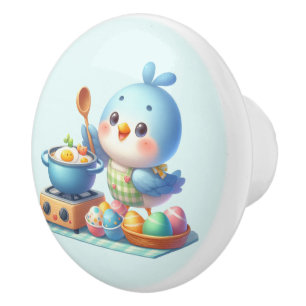 Cute cooking bird lovers kitchen ceramic knob