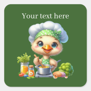 Cute cooking duck customisable square sticker