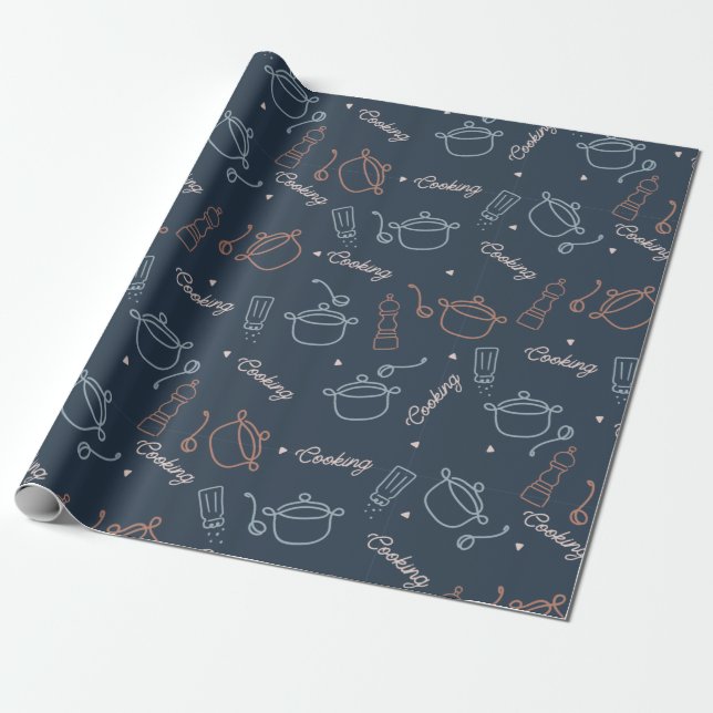 cute cooking kitchen tools pattern wrapping paper (Unrolled)