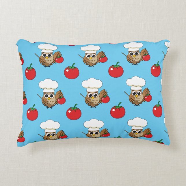 Cute Cooking Owl Cartoon Decorative Cushion (Front)