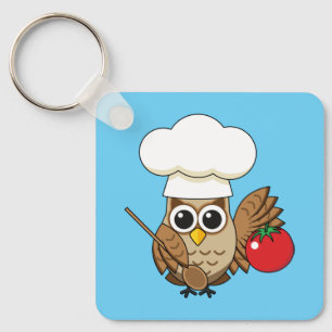 Cute Cooking Owl Cartoon Key Ring